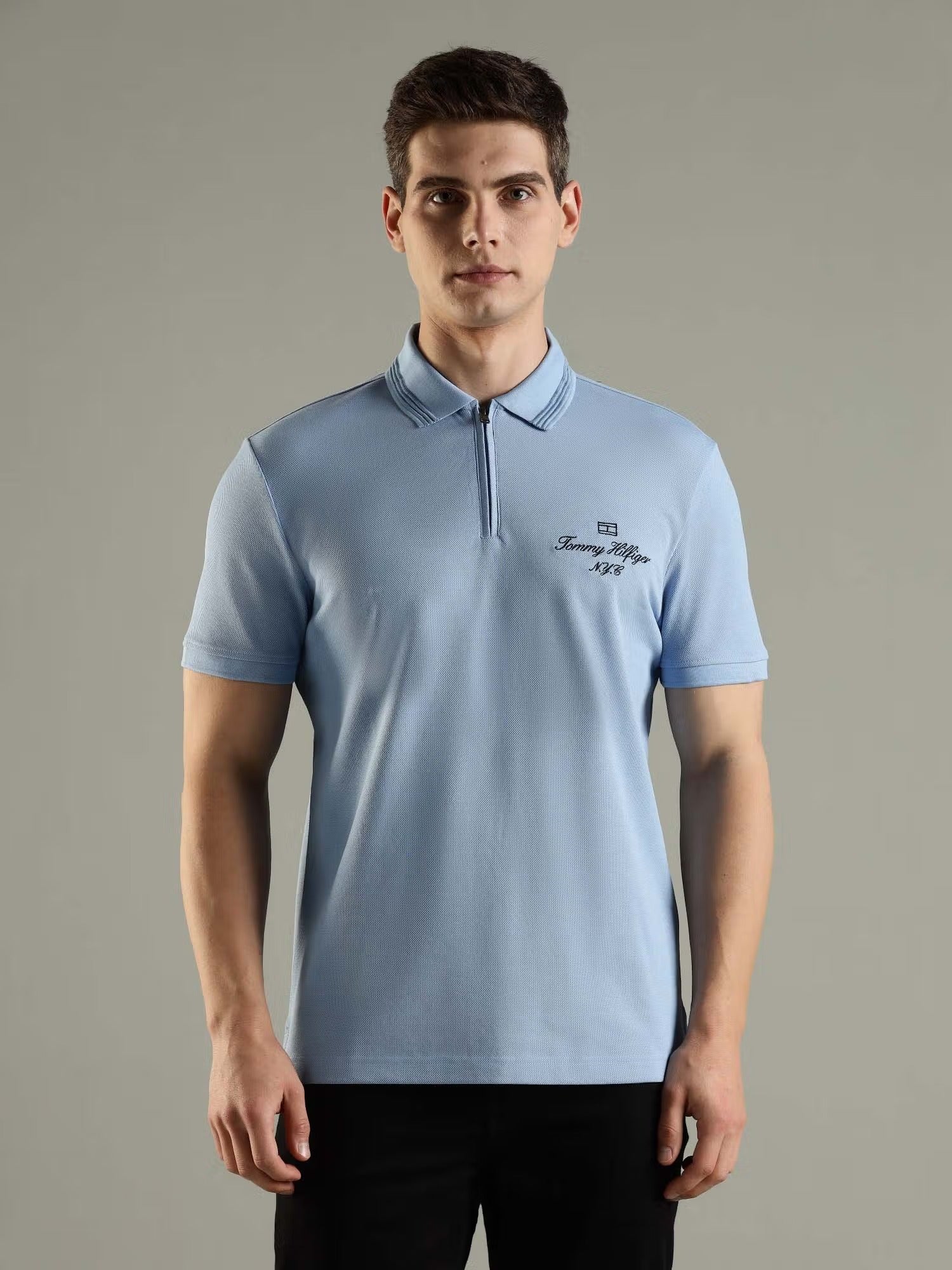 Premium Men's Cotton Lycra Matty Polo T-Shirt – Sky Blue