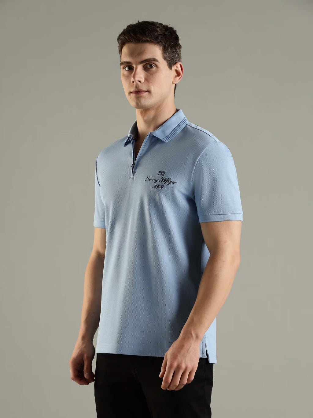 Premium Men's Cotton Lycra Matty Polo T-Shirt – Sky Blue