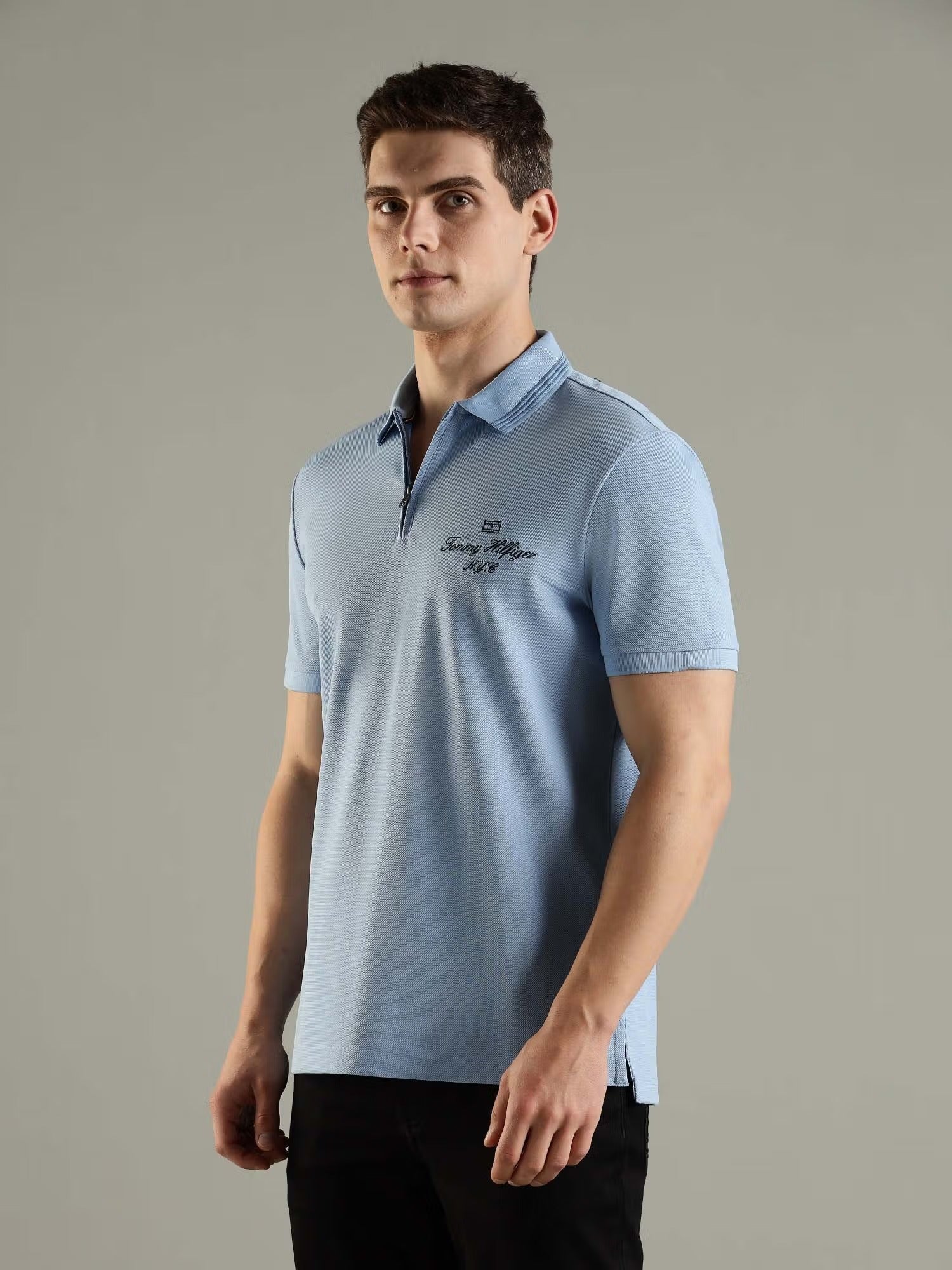 Premium Men's Cotton Lycra Matty Polo T-Shirt – Sky Blue