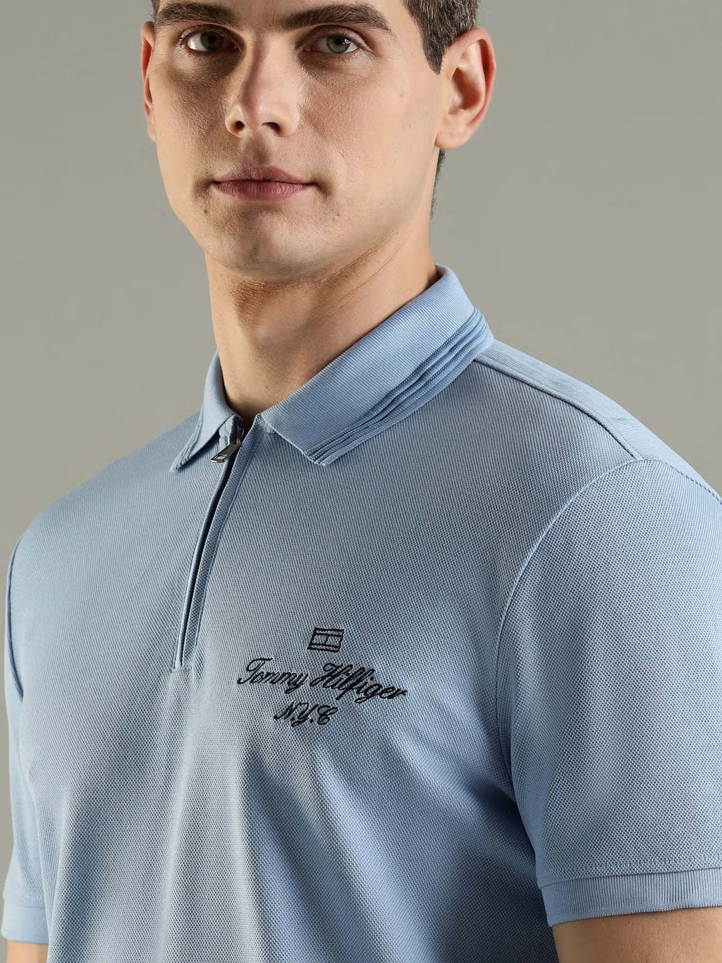 Premium Men's Cotton Lycra Matty Polo T-Shirt – Sky Blue