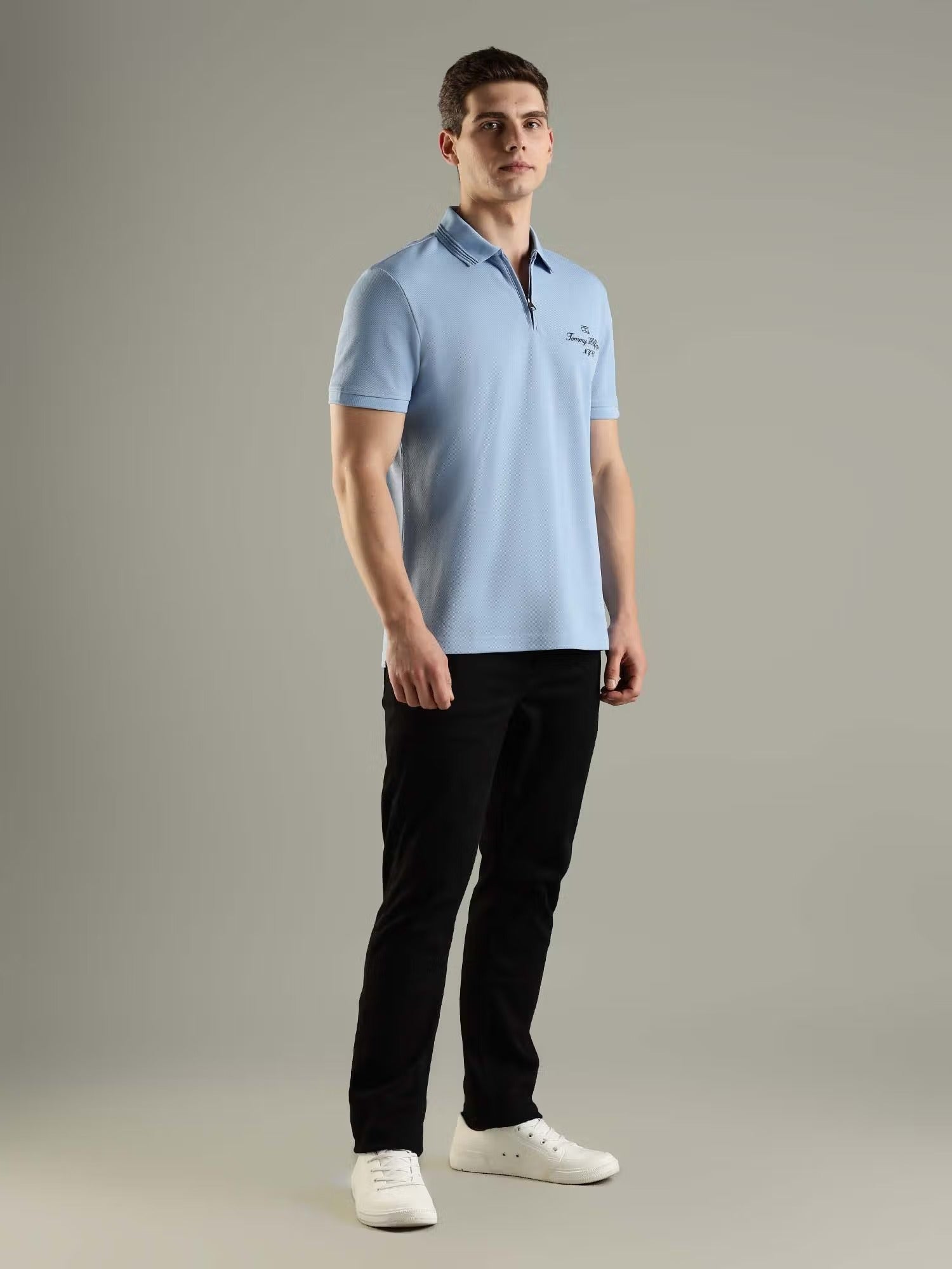 Premium Men's Cotton Lycra Matty Polo T-Shirt – Sky Blue
